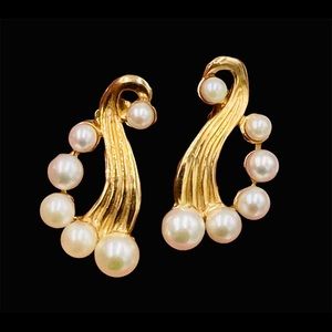 Artisan Saltwater Cultured Pearl 14k Earrings OOAK